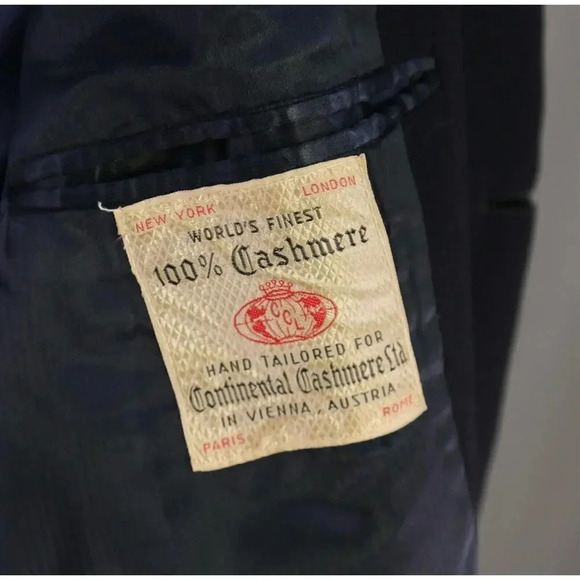 Lit Brothers Navy 100% Cashmere Continental Cashmere Vienna Austria Overcoat~ L - Picture 9 of 10